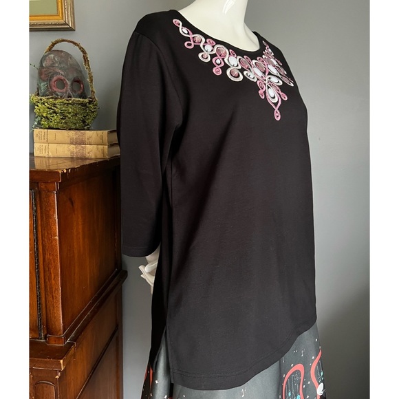 Bob Mackie : embroidered & embellished knit top - Picture 2 of 12